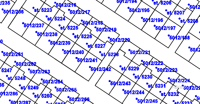 Parcela st. 5228 v KÚ Luštěnice, Katastrální mapa