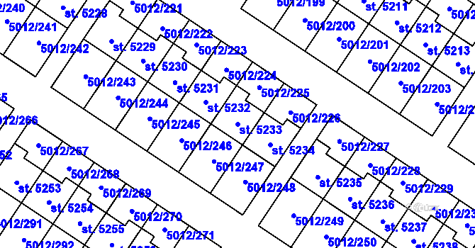 Parcela st. 5233 v KÚ Luštěnice, Katastrální mapa