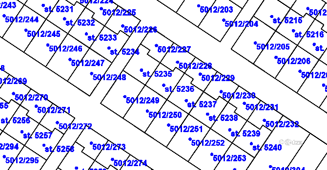 Parcela st. 5236 v KÚ Luštěnice, Katastrální mapa