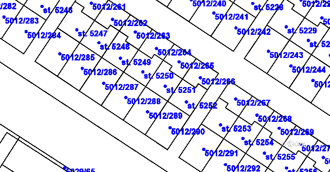 Parcela st. 5251 v KÚ Luštěnice, Katastrální mapa
