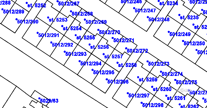Parcela st. 5257 v KÚ Luštěnice, Katastrální mapa