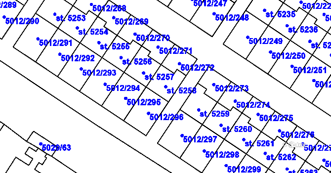 Parcela st. 5258 v KÚ Luštěnice, Katastrální mapa