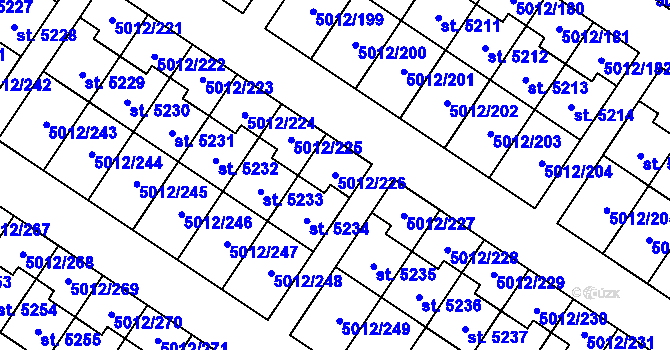 Parcela st. 5012/226 v KÚ Luštěnice, Katastrální mapa