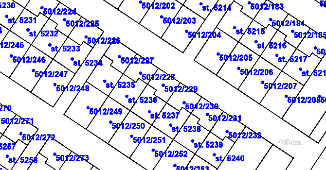 Parcela st. 5012/229 v KÚ Luštěnice, Katastrální mapa