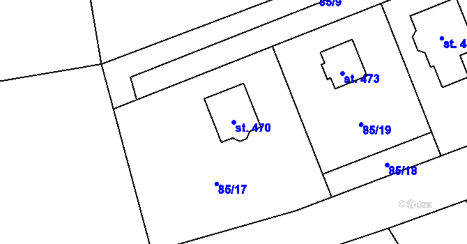 Parcela st. 470 v KÚ Luštěnice, Katastrální mapa