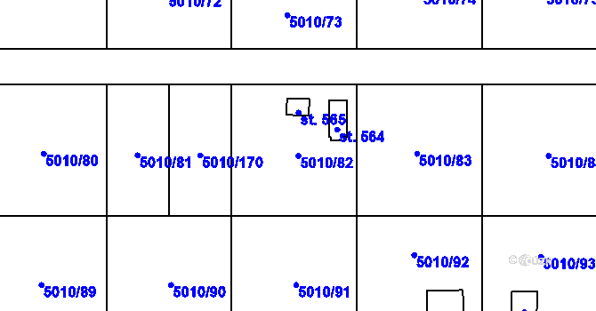 Parcela st. 5010/82 v KÚ Luštěnice, Katastrální mapa