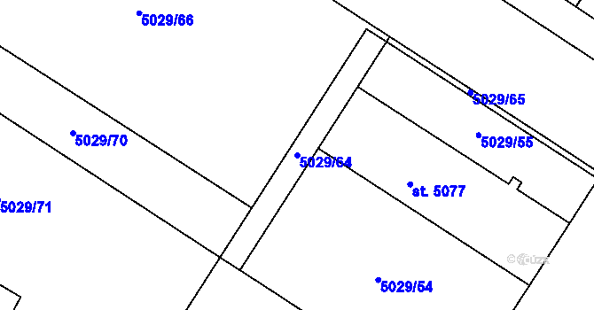 Parcela st. 5029/64 v KÚ Luštěnice, Katastrální mapa