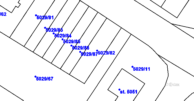 Parcela st. 5029/82 v KÚ Luštěnice, Katastrální mapa