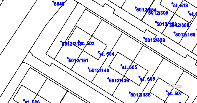 Parcela st. 504 v KÚ Luštěnice, Katastrální mapa
