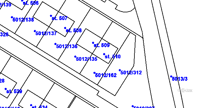 Parcela st. 510 v KÚ Luštěnice, Katastrální mapa
