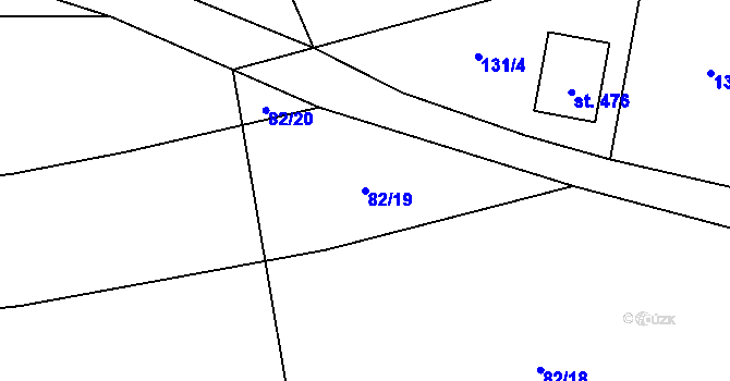 Parcela st. 82/19 v KÚ Luštěnice, Katastrální mapa