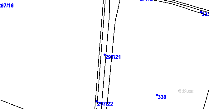 Parcela st. 297/21 v KÚ Luštěnice, Katastrální mapa
