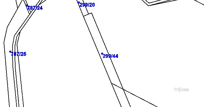 Parcela st. 299/44 v KÚ Luštěnice, Katastrální mapa