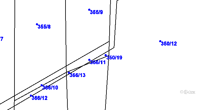 Parcela st. 350/19 v KÚ Luštěnice, Katastrální mapa