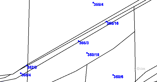Parcela st. 366/3 v KÚ Luštěnice, Katastrální mapa