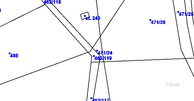 Parcela st. 471/24 v KÚ Luštěnice, Katastrální mapa