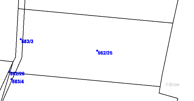 Parcela st. 562/25 v KÚ Luštěnice, Katastrální mapa