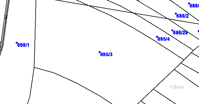Parcela st. 695/3 v KÚ Luštěnice, Katastrální mapa