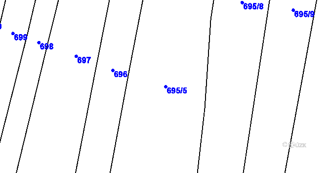 Parcela st. 695/5 v KÚ Luštěnice, Katastrální mapa