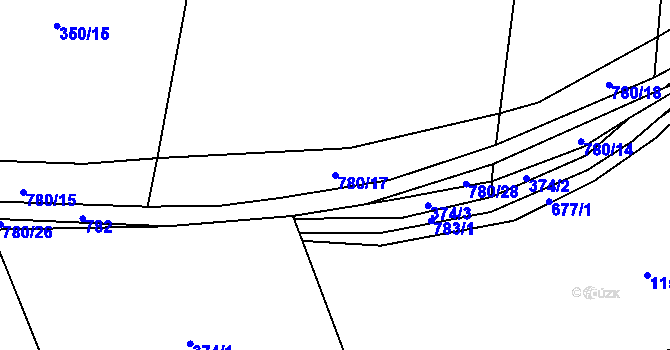 Parcela st. 780/17 v KÚ Luštěnice, Katastrální mapa