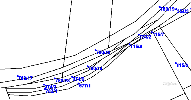 Parcela st. 780/18 v KÚ Luštěnice, Katastrální mapa