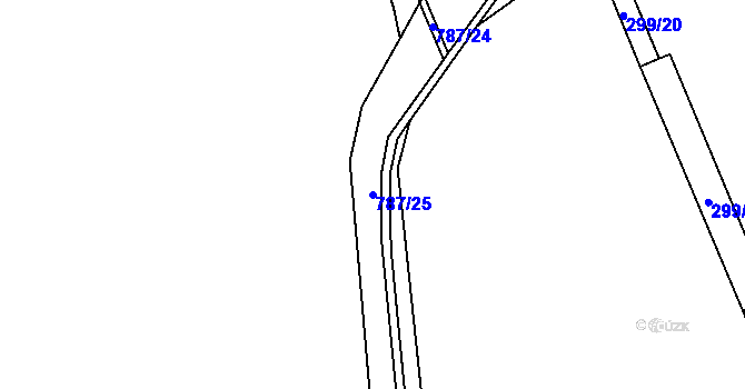 Parcela st. 787/25 v KÚ Luštěnice, Katastrální mapa