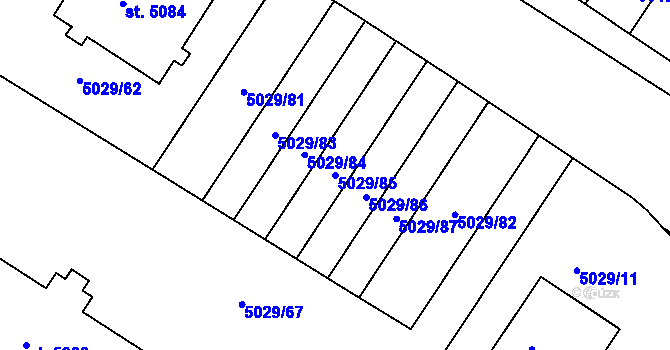 Parcela st. 5029/85 v KÚ Luštěnice, Katastrální mapa