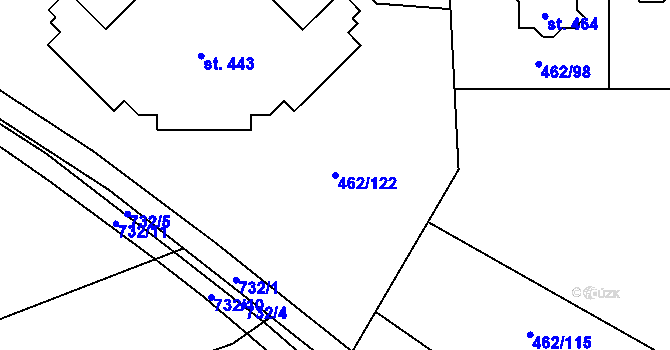 Parcela st. 462/122 v KÚ Luštěnice, Katastrální mapa