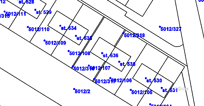 Parcela st. 536 v KÚ Luštěnice, Katastrální mapa