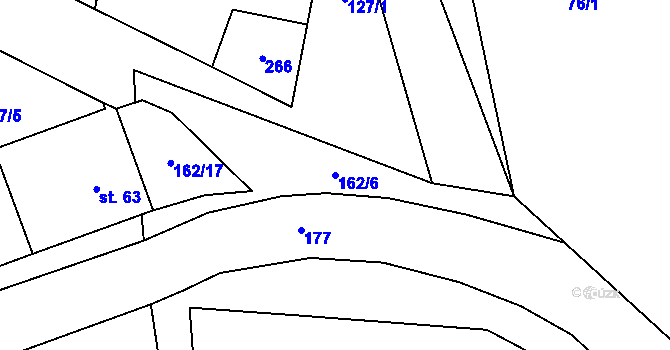 Parcela st. 162/6 v KÚ Voděrady u Luštěnic, Katastrální mapa