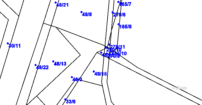 Parcela st. 48/16 v KÚ Voděrady u Luštěnic, Katastrální mapa