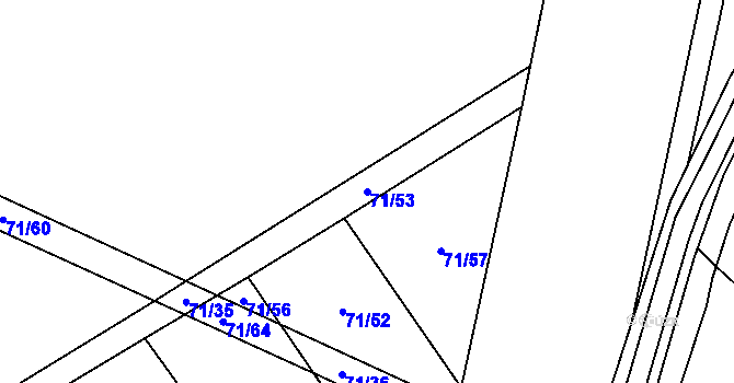 Parcela st. 71/53 v KÚ Voděrady u Luštěnic, Katastrální mapa