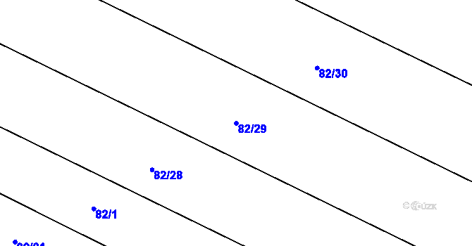 Parcela st. 82/29 v KÚ Voděrady u Luštěnic, Katastrální mapa