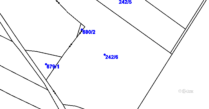Parcela st. 242/6 v KÚ Voděrady u Luštěnic, Katastrální mapa