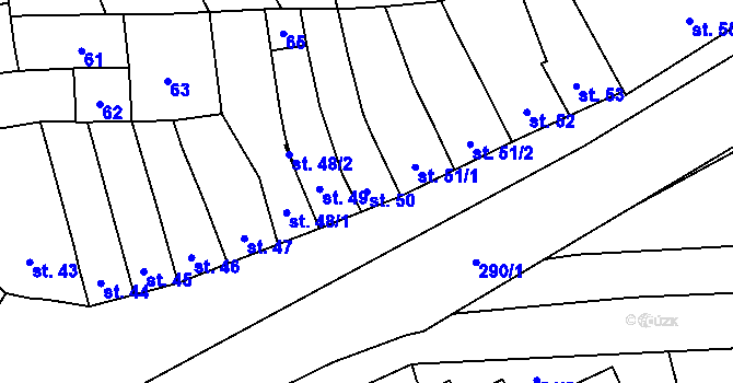 Parcela st. 50 v KÚ Lutín, Katastrální mapa