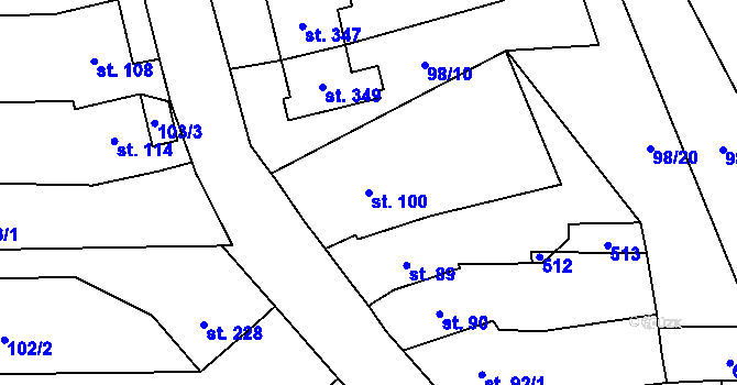 Parcela st. 100 v KÚ Lutín, Katastrální mapa
