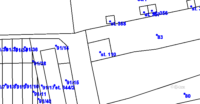 Parcela st. 110 v KÚ Lutín, Katastrální mapa