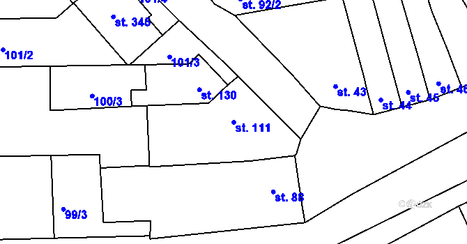 Parcela st. 111 v KÚ Lutín, Katastrální mapa