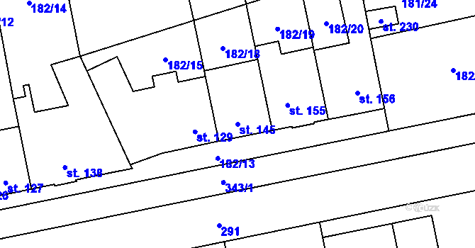 Parcela st. 145 v KÚ Lutín, Katastrální mapa