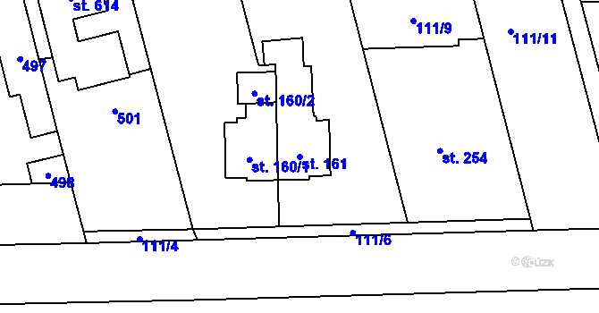 Parcela st. 161 v KÚ Lutín, Katastrální mapa