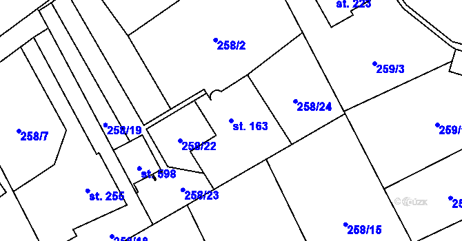 Parcela st. 163 v KÚ Lutín, Katastrální mapa