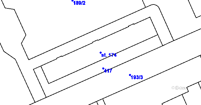Parcela st. 174 v KÚ Lutín, Katastrální mapa