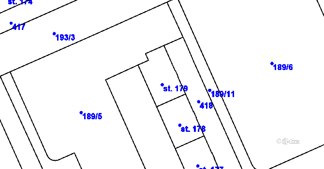 Parcela st. 179 v KÚ Lutín, Katastrální mapa