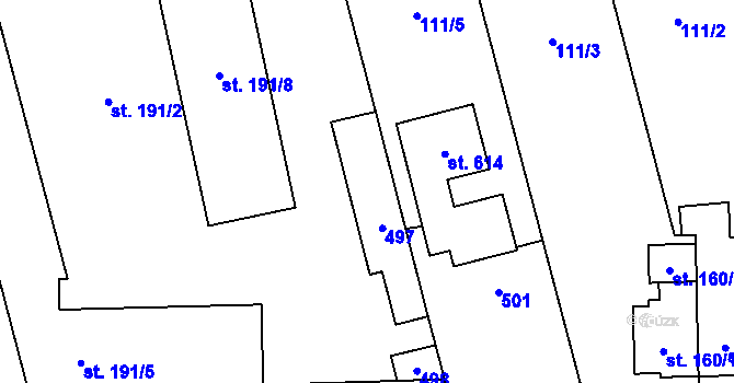 Parcela st. 191/9 v KÚ Lutín, Katastrální mapa