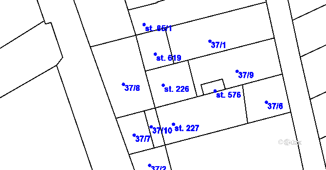 Parcela st. 226 v KÚ Lutín, Katastrální mapa