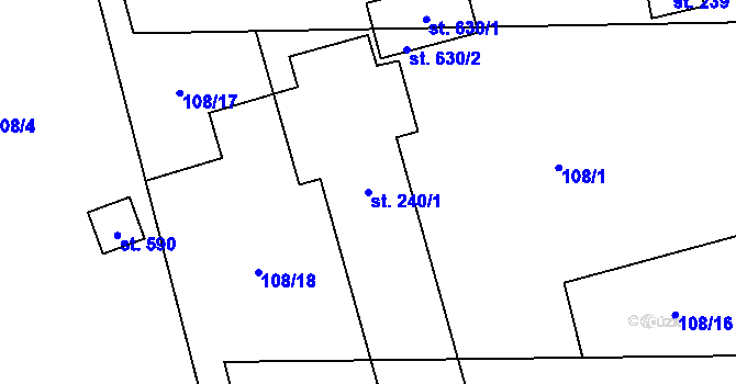 Parcela st. 240/1 v KÚ Lutín, Katastrální mapa