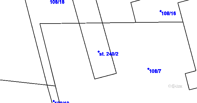 Parcela st. 240/2 v KÚ Lutín, Katastrální mapa