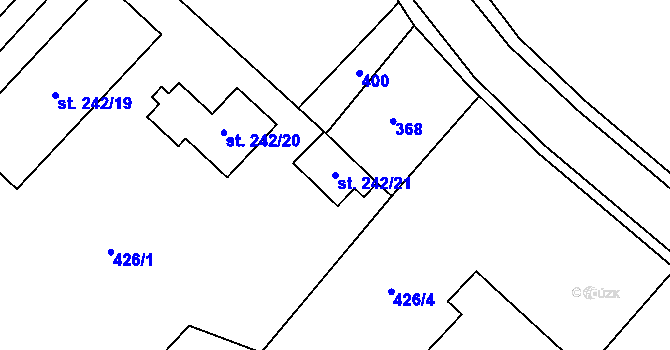 Parcela st. 242/21 v KÚ Lutín, Katastrální mapa