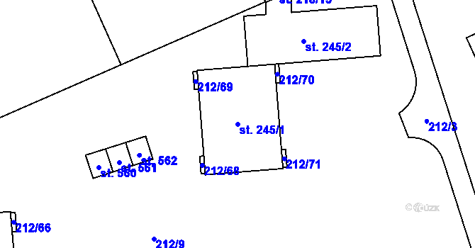 Parcela st. 245/1 v KÚ Lutín, Katastrální mapa