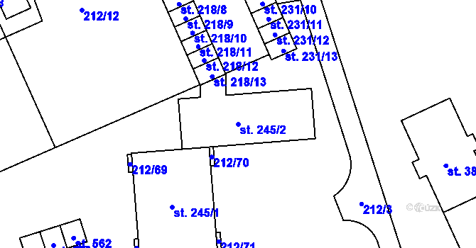 Parcela st. 245/2 v KÚ Lutín, Katastrální mapa